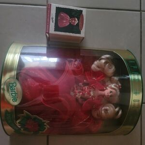 1993 Happy Holidays Barbie Doll Collector Holiday Christmas Ornament Lot 2 VG